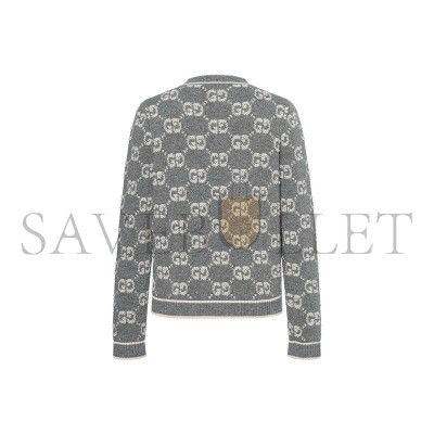 GUCCI WOOL JACQUARD KNIT CARDIGAN 713300